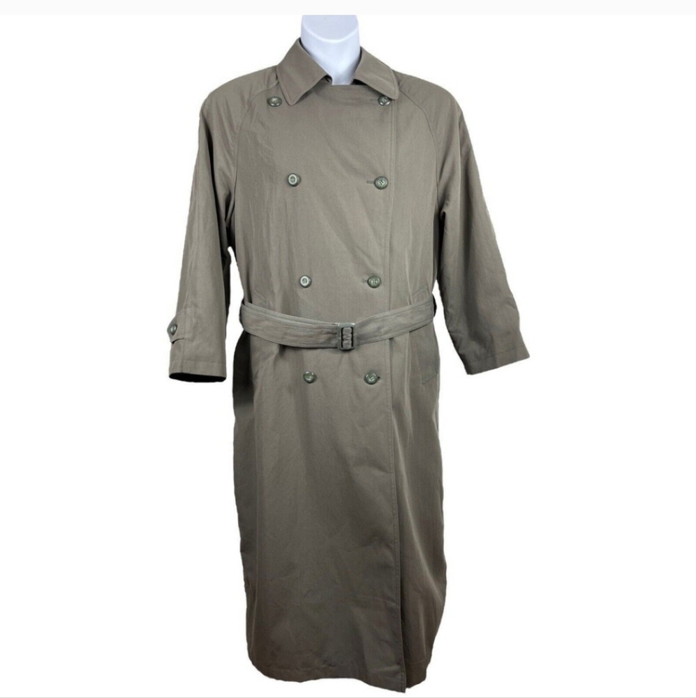 Green Grey Trench Coat With Liner